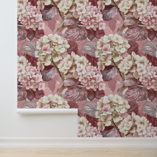 Hydrangea hortensia Rosa Creme Blütenblätter Tapete