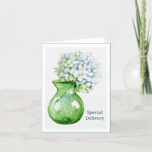 Hydrangea in Green Vase Note Card Dankeskarte