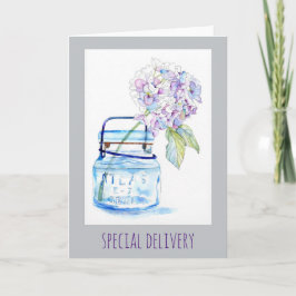 Hydrangea in Jar Wasserfarbe 12x18 Faltkarte Karte