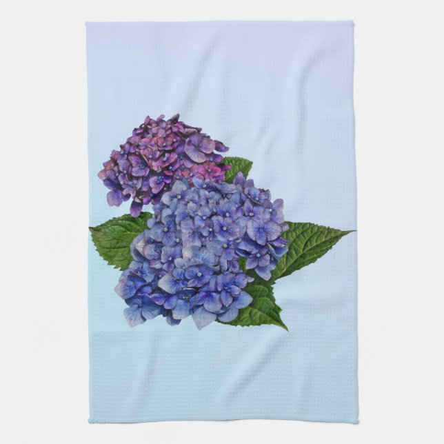 Hydrangea in Schatten von Lila Geschirrtuch (Vertikal)