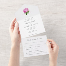 Hydrangea in Weiß und Rosa All In One Einladung