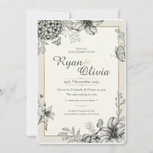 Hydrangea individuelle Elegant Vintage Wedding Einladung