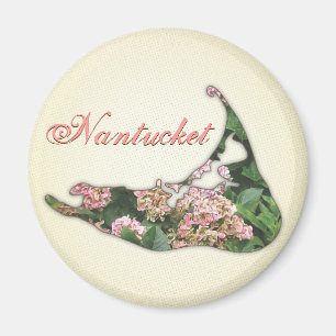 Hydrangea-Karte von Nantucket Insel, Massachusetts Magnet