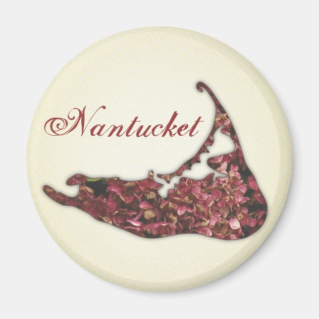 Hydrangea Karte von Nantucket Island, Massachusett Magnet (Vorne)