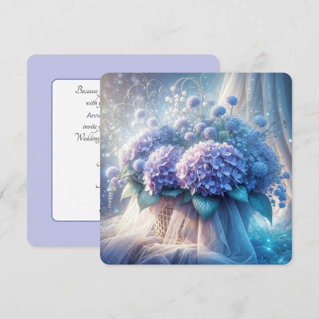 Hydrangea-Körbchen für die Wetterneuerung Einladung (Vorne/Hinten)