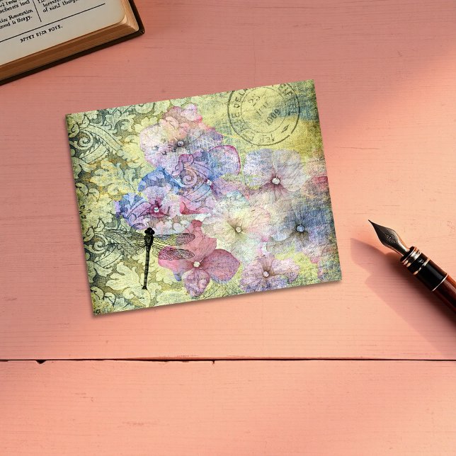 Hydrangea Libelle Poststempel Ephemera Cardstock (Hydrangea Dragonfly Postmark Ephemera Cardstock)