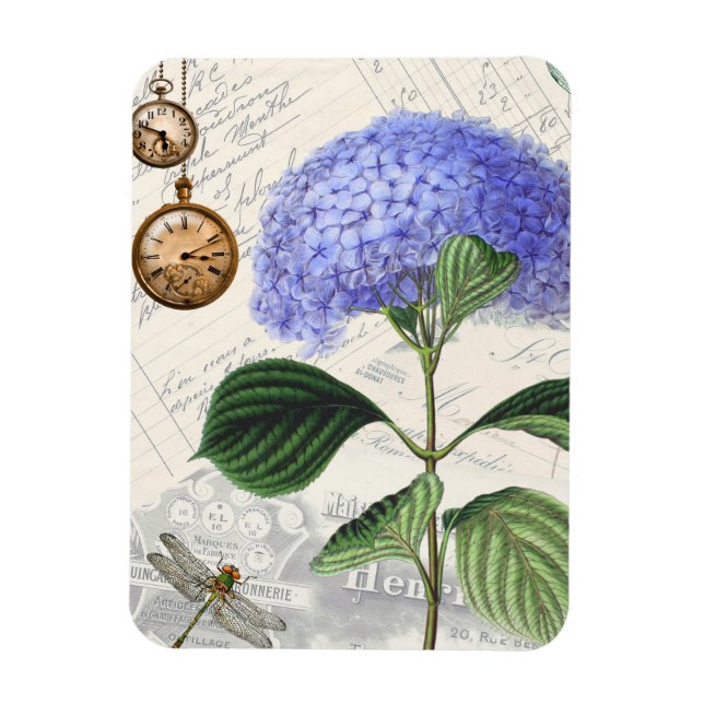 Hydrangea Libellen Collage Flexibler Magnet (Vertikal)