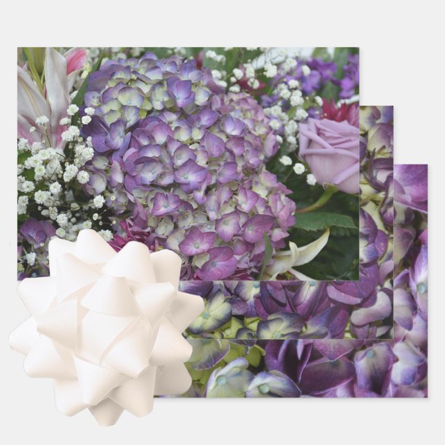 Hydrangea Lila Botanical Floral Fotografie Geschenkpapier Set (Von Creator hochgeladen)