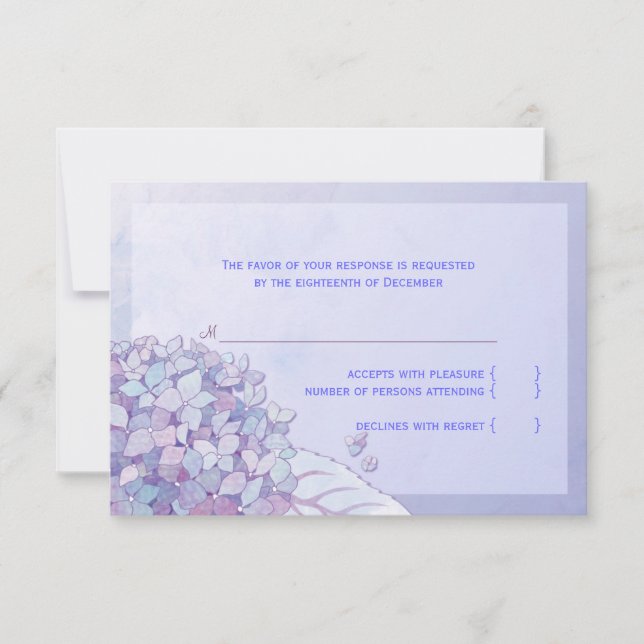Hydrangea Lila Floral Wedding RSVP Karte (Vorderseite)