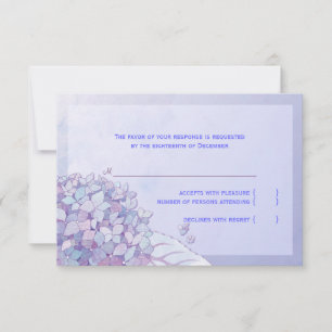 Hydrangea Lila Floral Wedding RSVP Karte