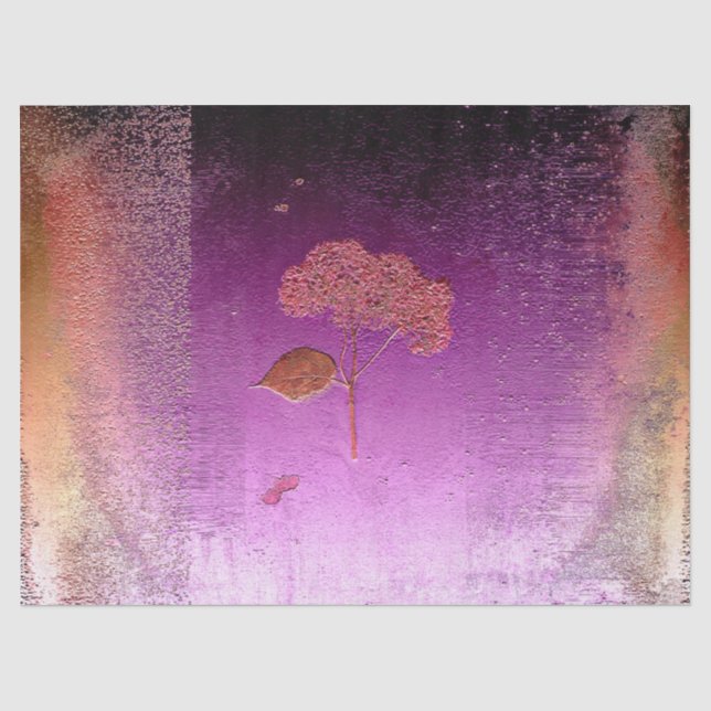 Hydrangea Lila Gold Metallic Floral Seidenpapier (Vorderseite)
