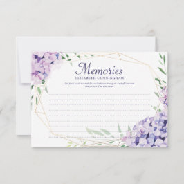 Hydrangea Lilac Floral Geometric Foto Memorial RSVP Karte