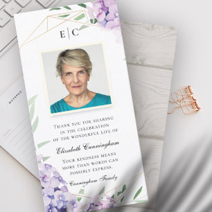 Hydrangea Lilac Floral Geometric Memorial Dankeskarte