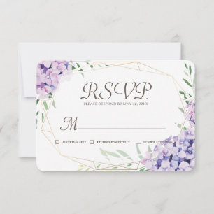 Hydrangea Lilac Floral Geometric Memorial RSVP Karte