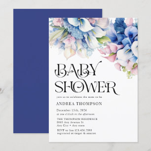 Hydrangea Lilies Floral Wasserfarben-Babydusch Einladung