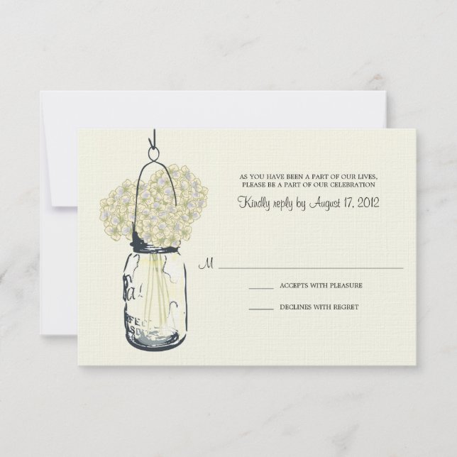 Hydrangea & Mariage RSVP Pot Mason (Devant)