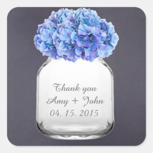 Hydrangea-Mason-Gastgeschenke Hochzeiten Hydrangea Quadratischer Aufkleber
