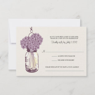 Hydrangea & Mason Jar Hochzeit RSVP Karte