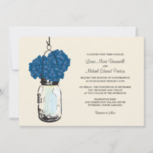 Hydrangea & Mason Jar Invitations de mariage