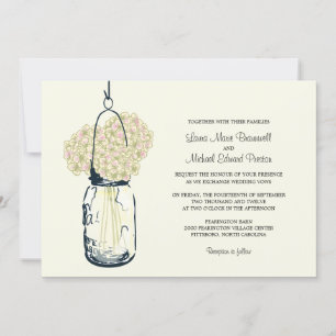Hydrangea & Mason Jar Invitations de mariage