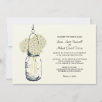 Hydrangea & Mason Jar Invitations de mariage