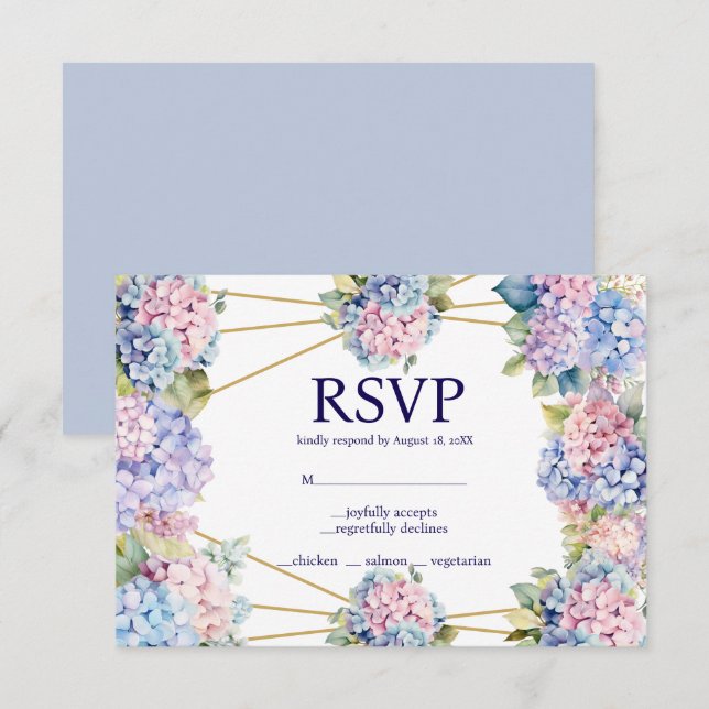 Hydrangea Menü Choice UAWG Response Card RSVP Karte (Vorne/Hinten)