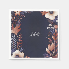 Hydrangea Metallic Pure Navy Blue Brautparty Serviette