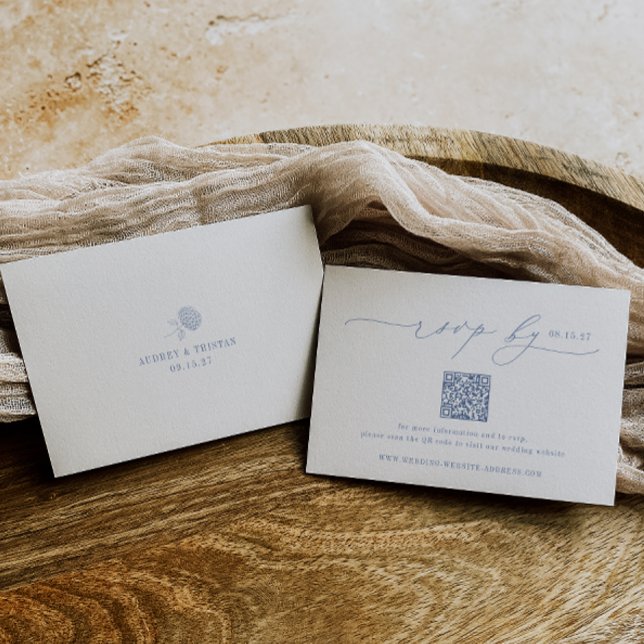 HYDRANGEA Minimalist Wedding QR Code RSVP Card Karte (Von Creator hochgeladen)