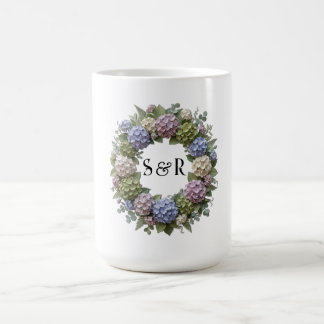 Hydrangea-Monogramm-Hochzeit Kaffeetasse