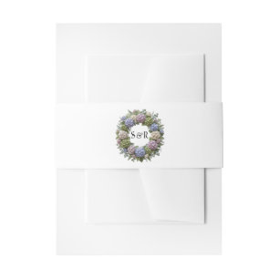 Hydrangea-Monogramm-Kranz-Hochzeit Einladungsbanderole