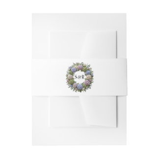 Hydrangea-Monogramm-Kranz-Hochzeit Einladungsbanderole