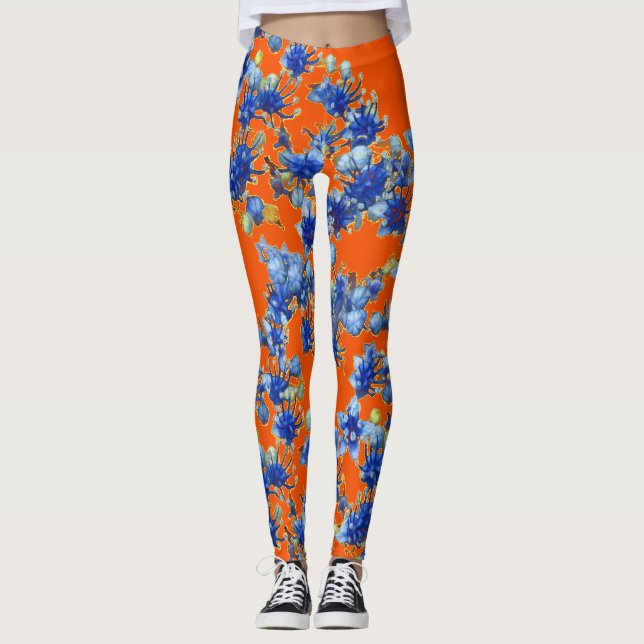 Hydrangea Orange Leggings (Vorderseite)