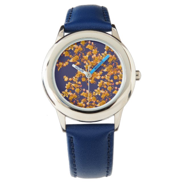 Hydrangea Orange und Marine Armbanduhr (Vorderseite)