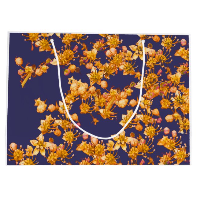 Hydrangea Orange und Navy Große Geschenktüte (Rückseite)