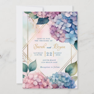 Hydrangea Pink Blue Floral Wedding Einladung