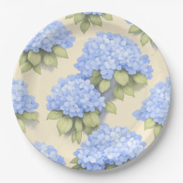 Hydrangea Plates | Elegant Lemon Blue Floral Party Pappteller