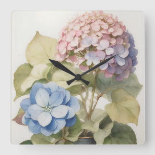 Hydrangea Quadratische Wanduhr