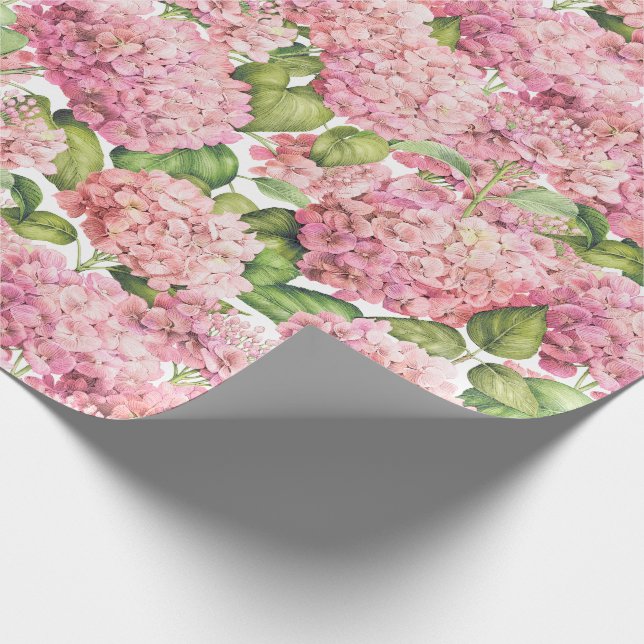 Hydrangea-rosa mit Blumenmuster Geschenkpapier (Ecke)