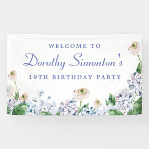Hydrangea Rose 19. Geburtstag Willkommen Banner