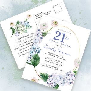 Hydrangea Rose 21e anniversaire Invitation d'été
