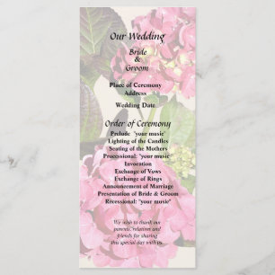 Hydrangea Rose Avec Programme De Mariage Feuille