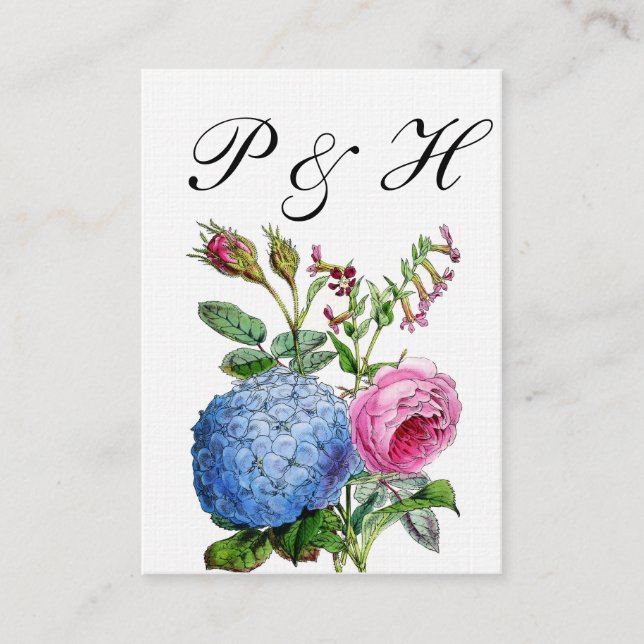 Hydrangea Rose Floral Mariage Cartes de Place (Devant)