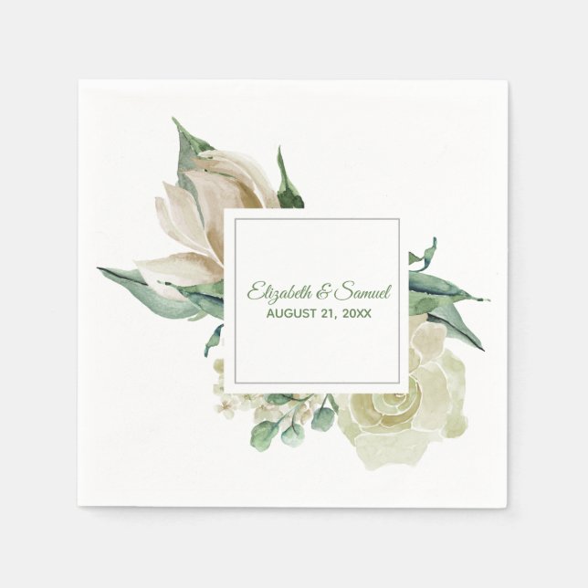 Hydrangea-Rose-Hochzeit Serviette (Vorderseite)