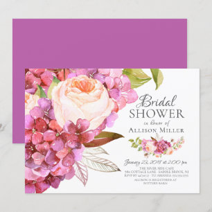 Hydrangea-Rosen-BlumenBrautparty-Einladungen Einladung