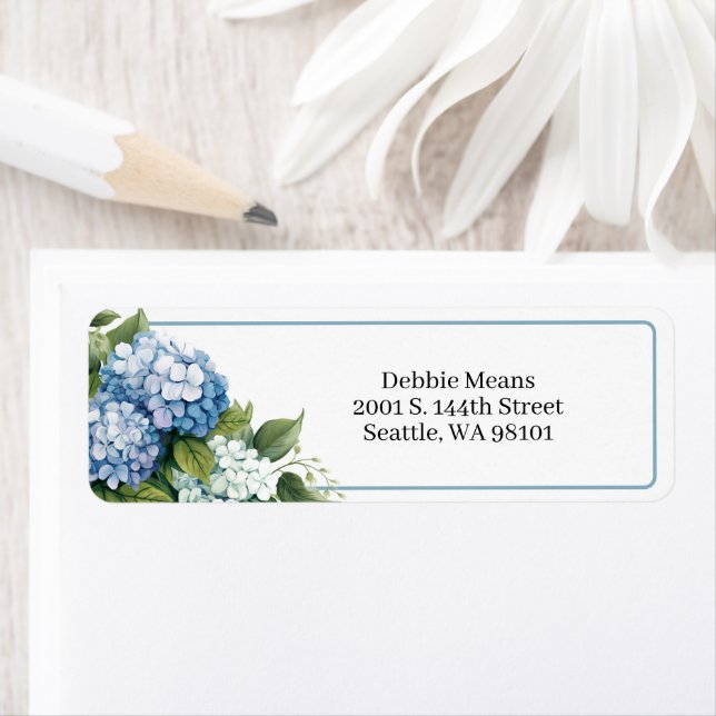 Hydrangea-Rücksende-Adresse-Etikett (Insitu)