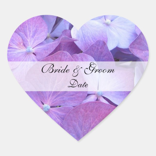 Hydrangea Save the Date Hochzeitskleber Herz-Aufkleber (Vorderseite)