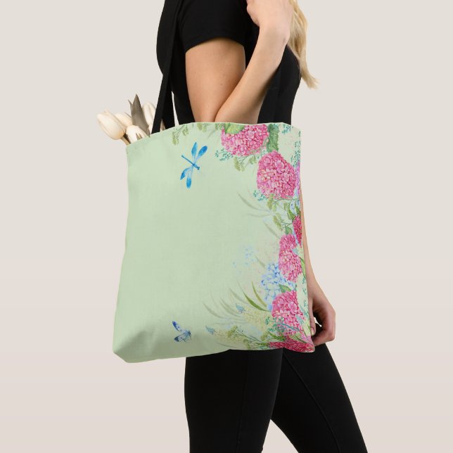 Hydrangea Side Border Tote Bag Tasche (Von Nahem)
