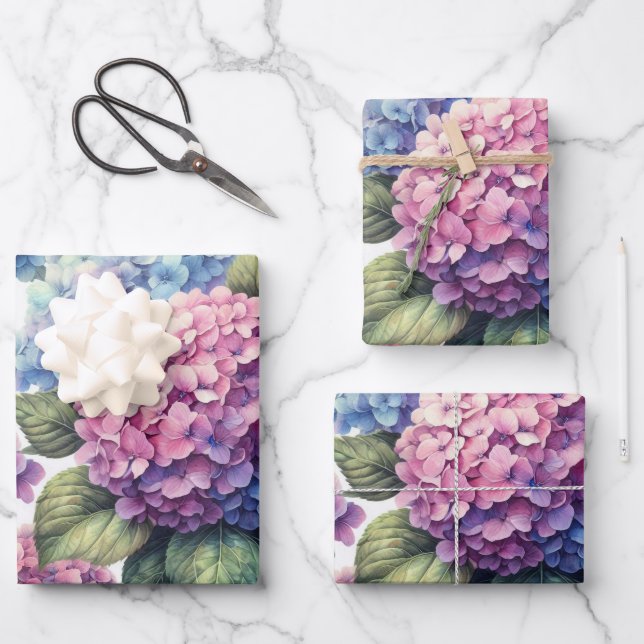 Hydrangea Sommergarten Blume Blumengarten Geschenkpapier Set (Vorderseite)