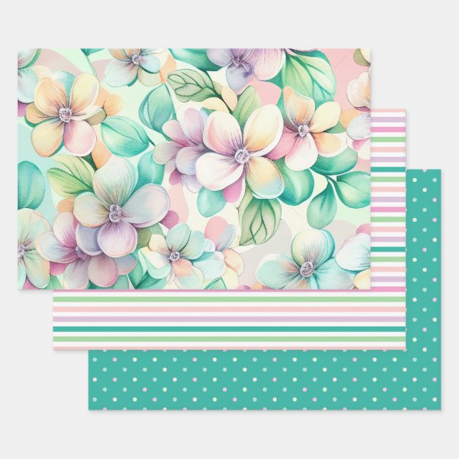 Hydrangea Spring Türkis & Pink Geschenkpapier Set (Set)