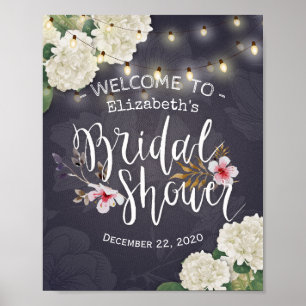Hydrangea String Lights Brautparty Begrüßungszeich Poster